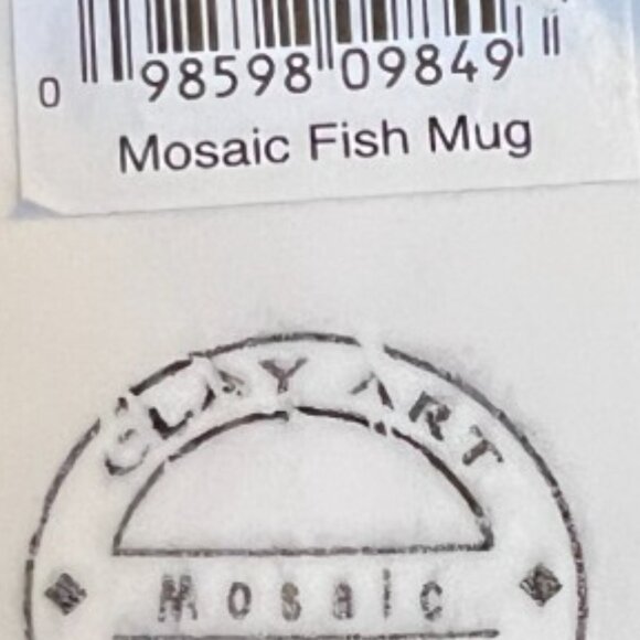 HTF Pair of Collectible Vtg 1994 CLAY ART Mosaic Fish Mugs Hand-Painted Ceramic - Picture 13 of 16